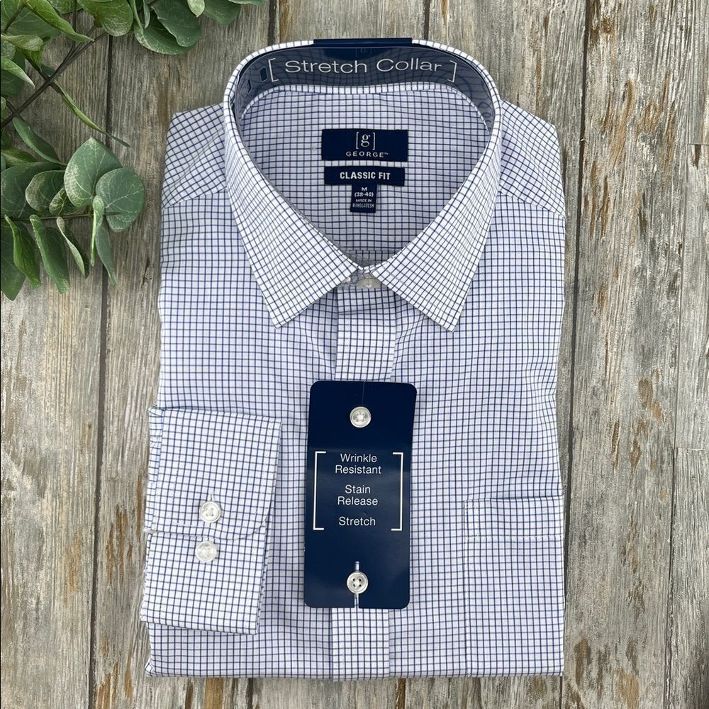 Men's Classic Dress Shirt with Long Sleeves, Size M